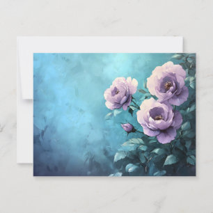 Paarse Rozen op Blauwgroen Briefkaart
