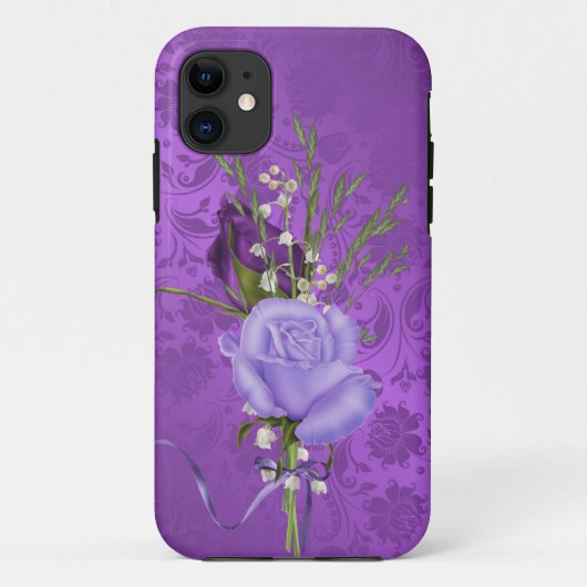 paarse rozen op damast Case-Mate iPhone case (Achterkant)