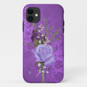 paarse rozen op dammen iPhone 11 hoesje