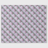 Paarse Rozen op lavender en White Polka Dots Cadeaupapier (Vlak)