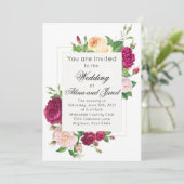 Paarse Rozen over het uitnodigen van een witte bru Kaart (Staand voorkant)