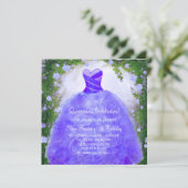 Paarse Rozen Paarse Quinceanera Uitnodigingen (Staand voorkant)