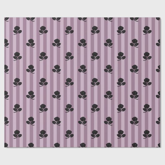 Paarse Rozen Patroon Cadeaupapier (Vlak)