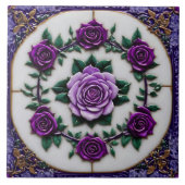 Paarse Rozen Populair Mooi Collectie Tegeltje (Voorkant)