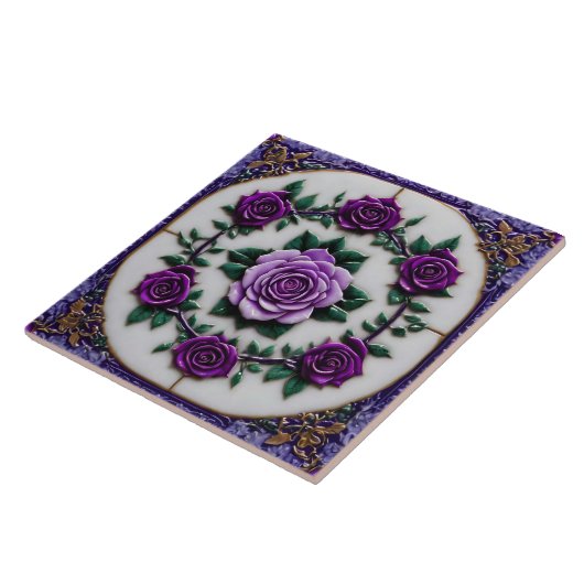 Paarse Rozen Populair Mooi Collectie Tegeltje (Zijkant)