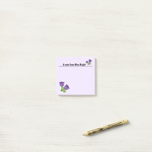 Paarse Rozen Post-it Notes (Op bureau)