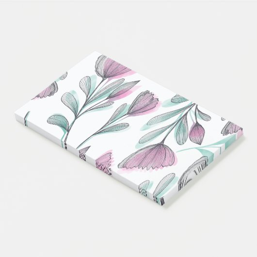 Paarse rozen post-it® notes (Schuin)