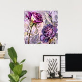 Paarse Rozen Poster (Thuiskantoor)
