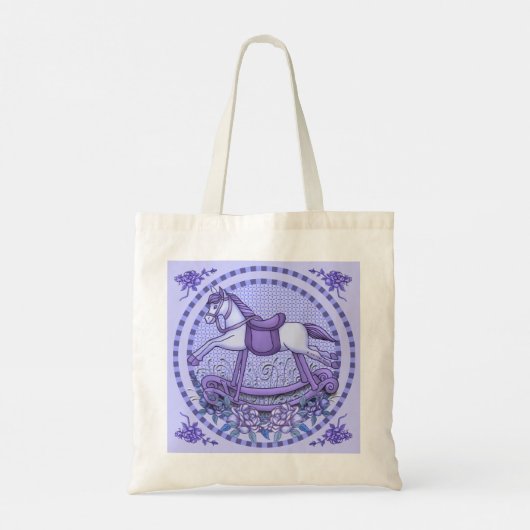 Paarse Rozen Raketpaarden Tote Bag (Achterkant)