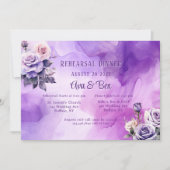 Paarse Rozen Repetitie Diner Uitnodiging (Voorkant)