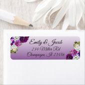 Paarse Rozen Retouradreslabels Etiket (Insitu)