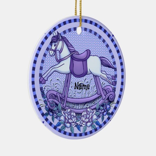 Paarse Rozen Rocking Horse ornament (Rechts)