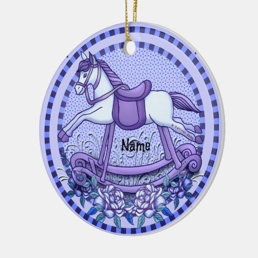 Paarse Rozen Rocking Horse ornament (Links)