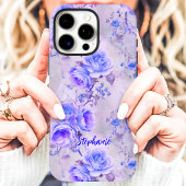  Paarse Rozen Romantische Bloemen Custom Name Case-Mate iPhone Case