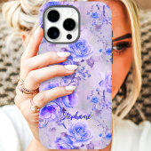  Paarse Rozen Romantische Bloemen Custom Name Case-Mate iPhone Case
