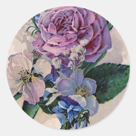  Paarse Rozen Ronde Sticker (Voorkant)