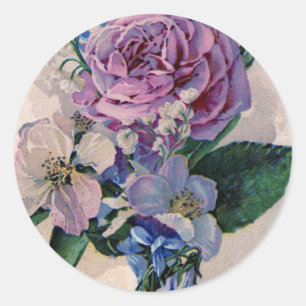 Paarse Rozen Ronde Sticker