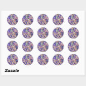 Paarse Rozen Ronde Sticker (Vel)