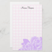 Paarse Rozen Roze Stippen Persoonlijk banketbakker Briefpapier (Voorkant / Achterkant)