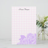 Paarse Rozen Roze Stippen Persoonlijk banketbakker Briefpapier (Staand voorkant)