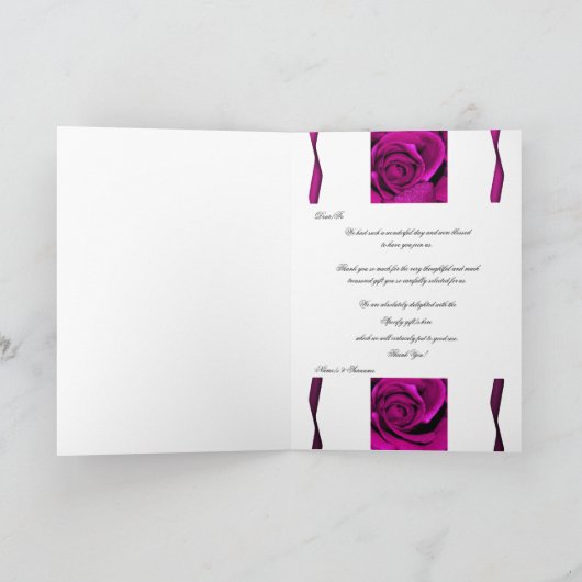 Paarse rozen rozen elegant bedankkaart (Binnen)