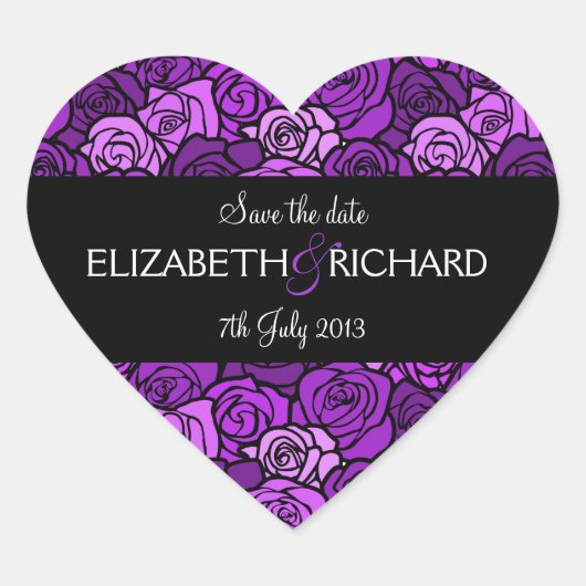  paarse rozen 'Save the Date' Sticker (Voorkant)