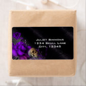 Paarse Rozen + schedel Gotische Gothic Fantasy Mag Etiket (Insitu)