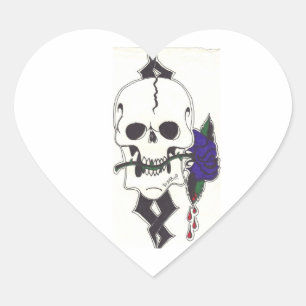 Paarse Rozen schedel Sticker