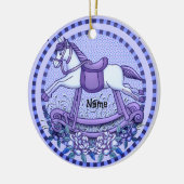 Paarse Rozen Schommelend Paard ornament (Links)