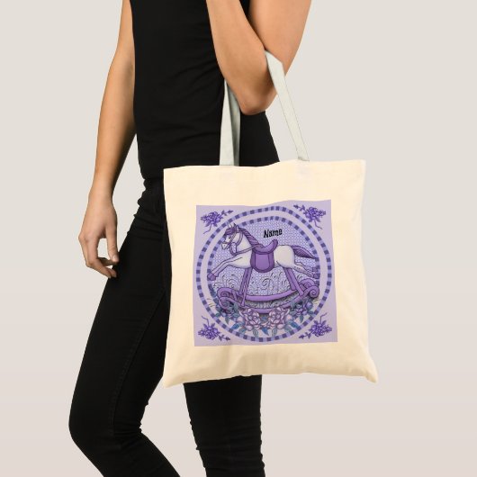 Paarse Rozen Schommelpaard Tote Bag (Voorkant (product))