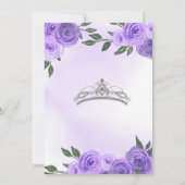 Paarse Rozen Silver Tiara Quinceañera Birthday Kaart (Achterkant)