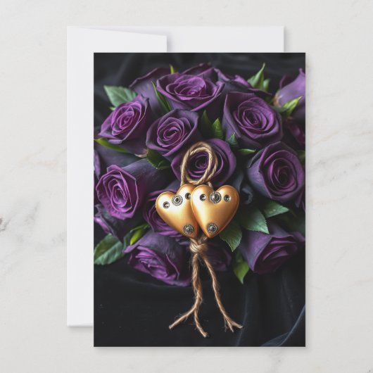 Paarse Rozen, Steampunk Wedding Kaart (Achterkant)