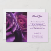 Paarse Rozen Sympathie Memorial Bedankkaart (Achterkant)