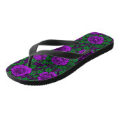Paarse rozen teenslippers (Schuin)