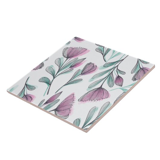 Paarse rozen tegeltje (Zijkant)