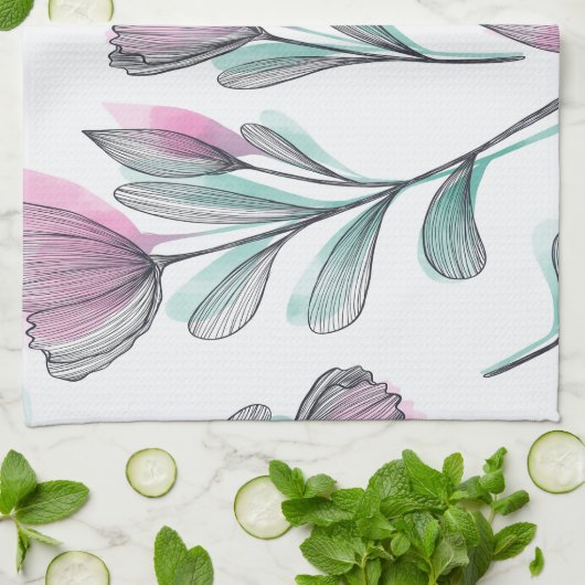 Paarse rozen theedoek (Gevouwen)