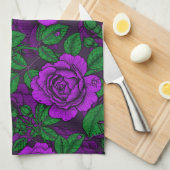 Paarse rozen theedoek (Quarter Fold)