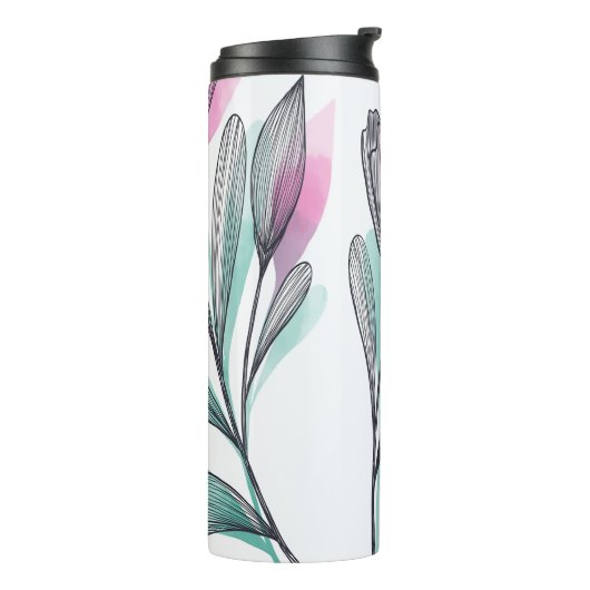 Paarse rozen thermosbeker (Gedraaid links)