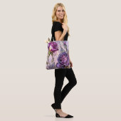 Paarse Rozen Tote Tas (Op model)