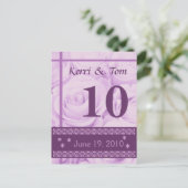 PAARSE Rozen Trouwtafel Nummer Kaart Receptie (Staand voorkant)