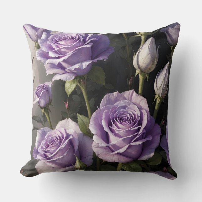 Paarse Rozen tuin Kussen (Voorkant)