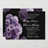 Paarse Rozen Uitnodiging tot bruiloft (Voorkant / Achterkant)