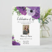 Paarse Rozen Uitnodiging tot kennisgeving van begr (Staand voorkant)