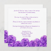 Paarse Rozen Uitnodiging voor de Bruiloftsreceptie (Voorkant / Achterkant)