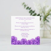 Paarse Rozen Uitnodiging voor de Bruiloftsreceptie (Staand voorkant)
