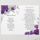 Paarse Rozen van de bil - Fold Funeral Programme Flyer (Achterkant)