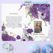 Paarse Rozen van de bil - Fold Funeral Programme Flyer (Enkel)