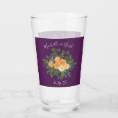 Paarse Rozen van het Peach Wedding Floral Glas (Achterkant)