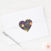 Paarse Rozen van het Peach Wedding Floral Hart Sticker (Envelop)