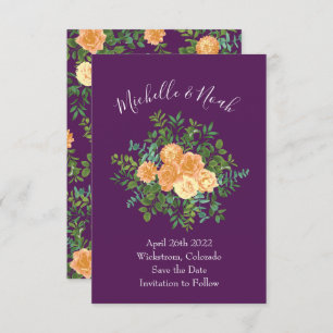 Paarse Rozen van het Peach Wedding Floral Kaart